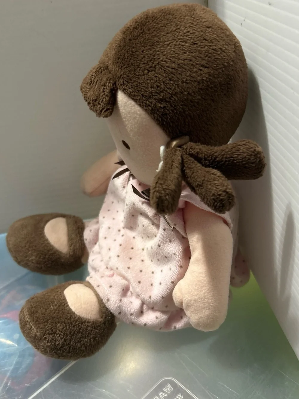 Carter's Brown & Pink Plush Rag Doll with Polka-Dot Dress